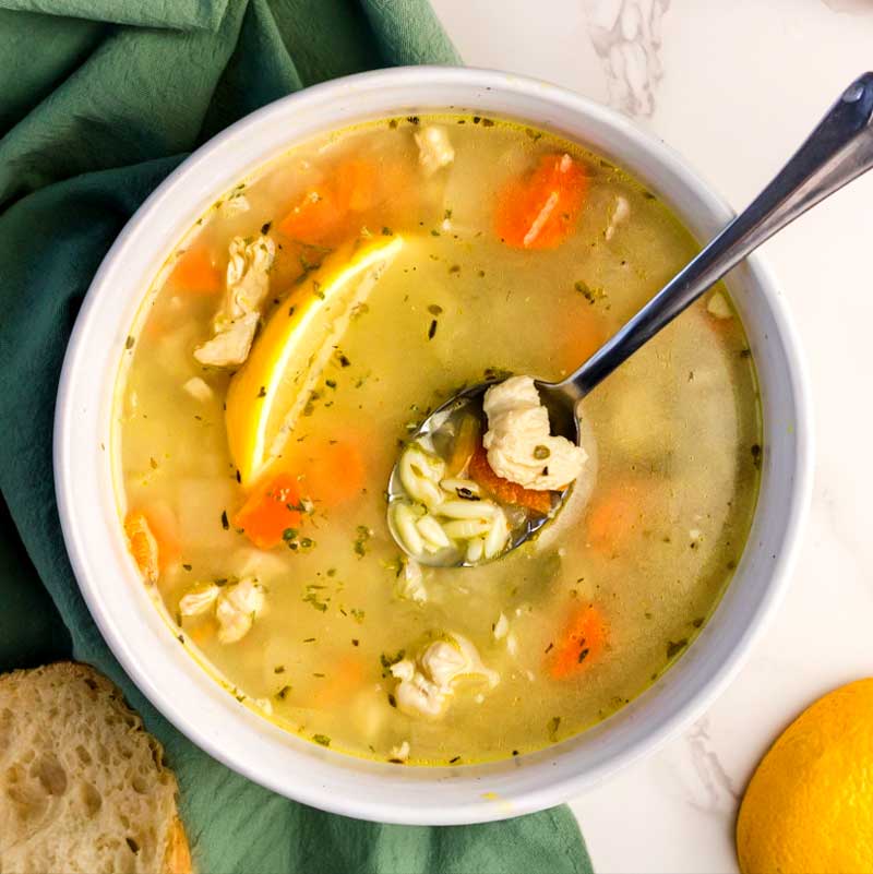 Slow Cooker Lemon Chicken Orzo Soup