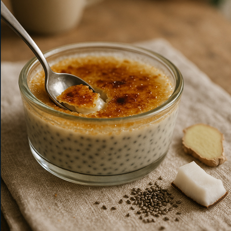 Coconut Ginger Chia Creme Brulee