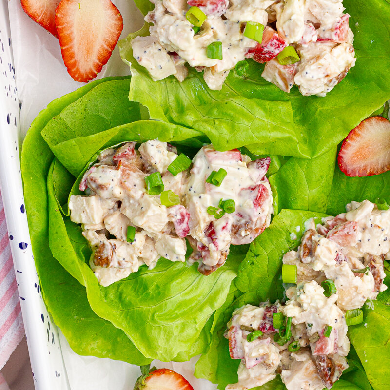 Low FODMAP Strawberry Chicken Lettuce Wraps