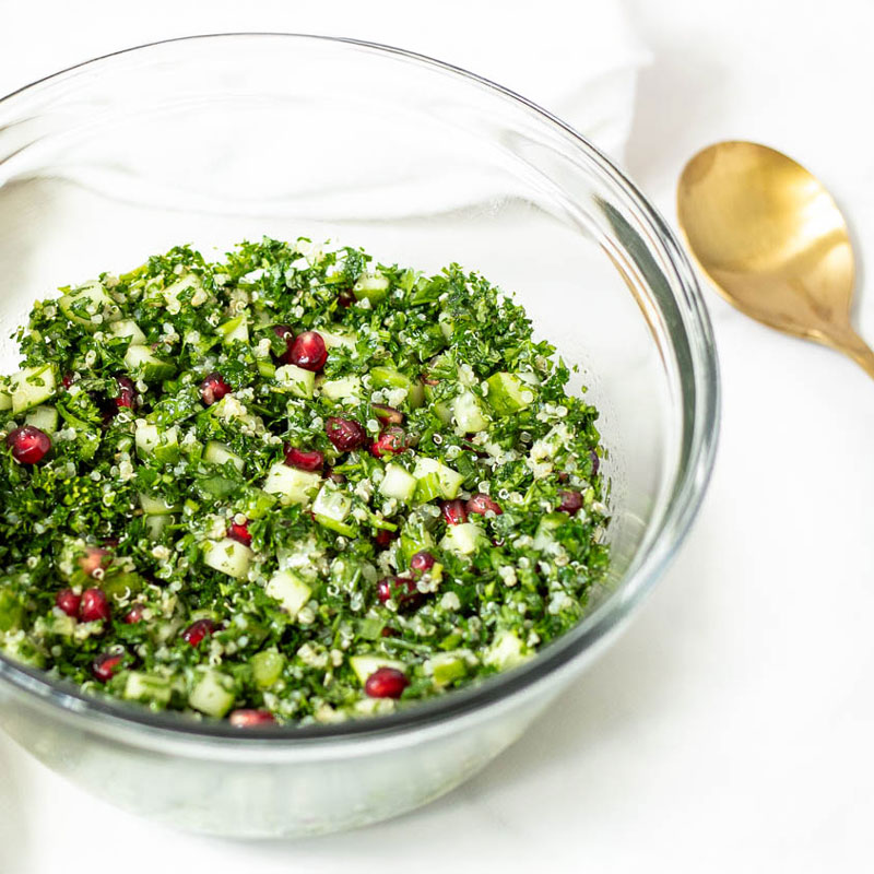 GERD-Friendly Tabbouleh with Pomegranate Seeds