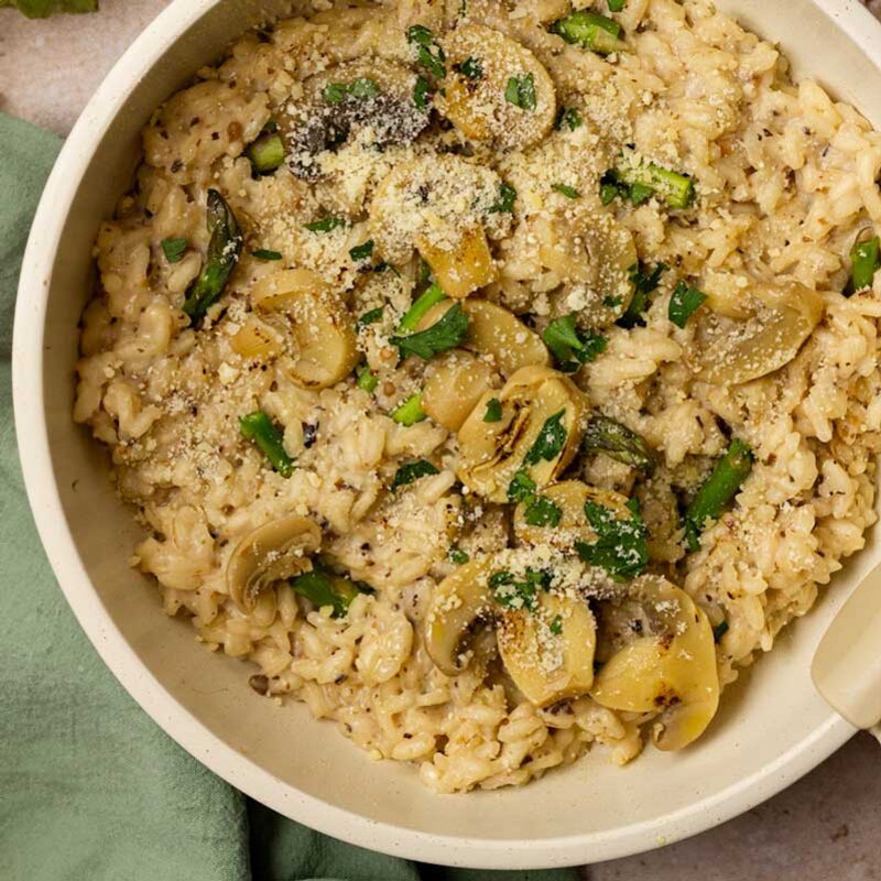 Wild Mushroom & Asparagus Farro Risotto