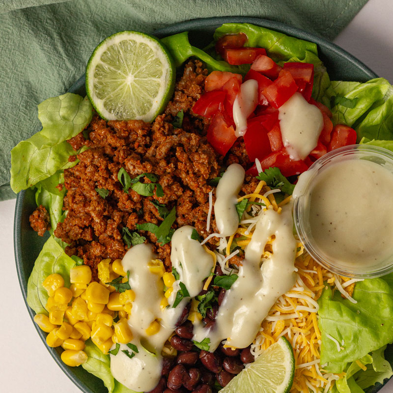 Low FODMAP Taco Salad with Cilantro Ranch Dressing