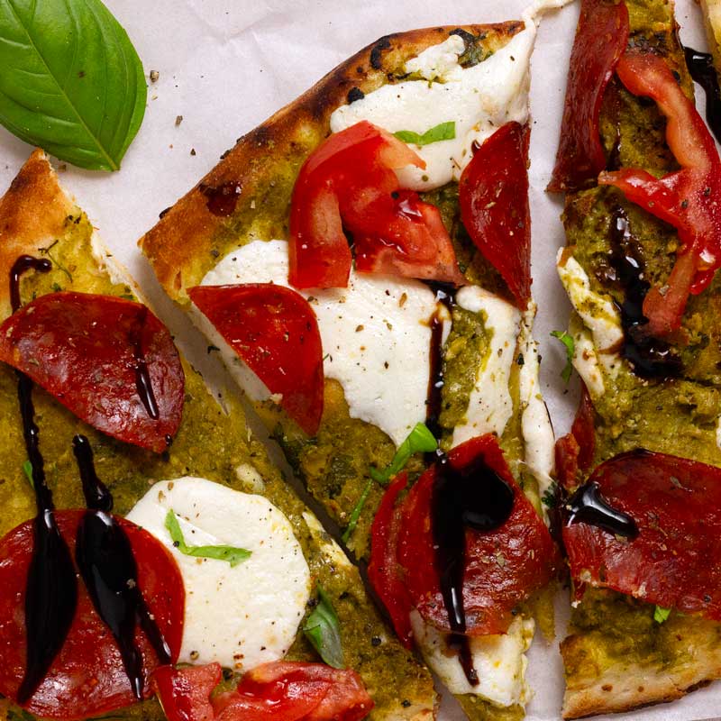 Pepperoni Caprese Flatbread Pizza