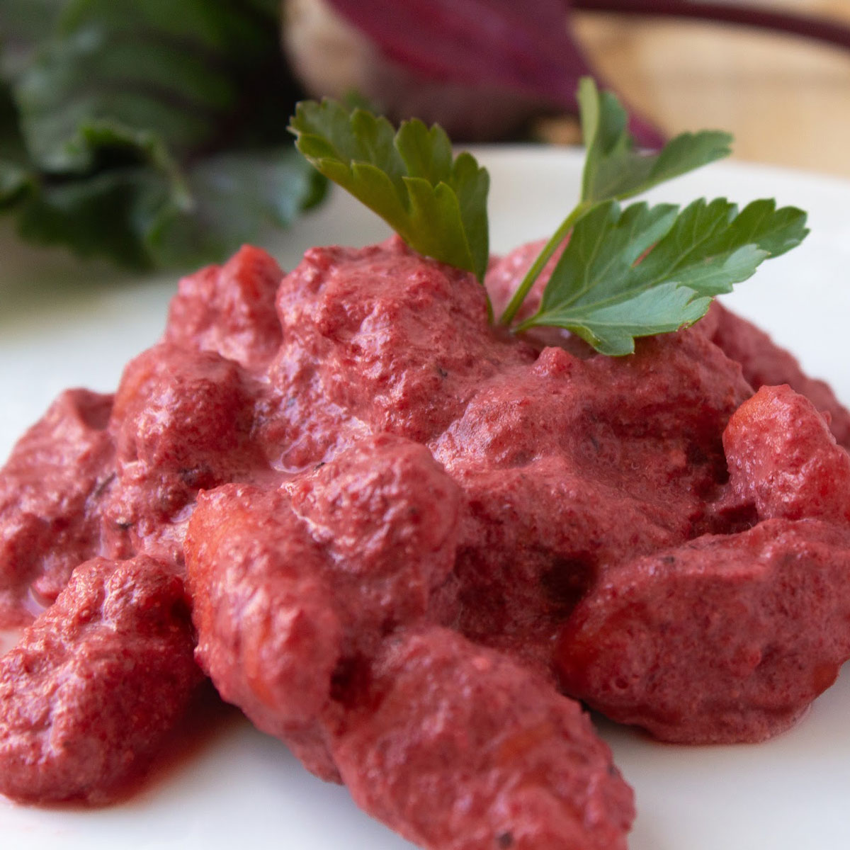 Gluten-Free Gnocchi with Creamy Beet Sauce