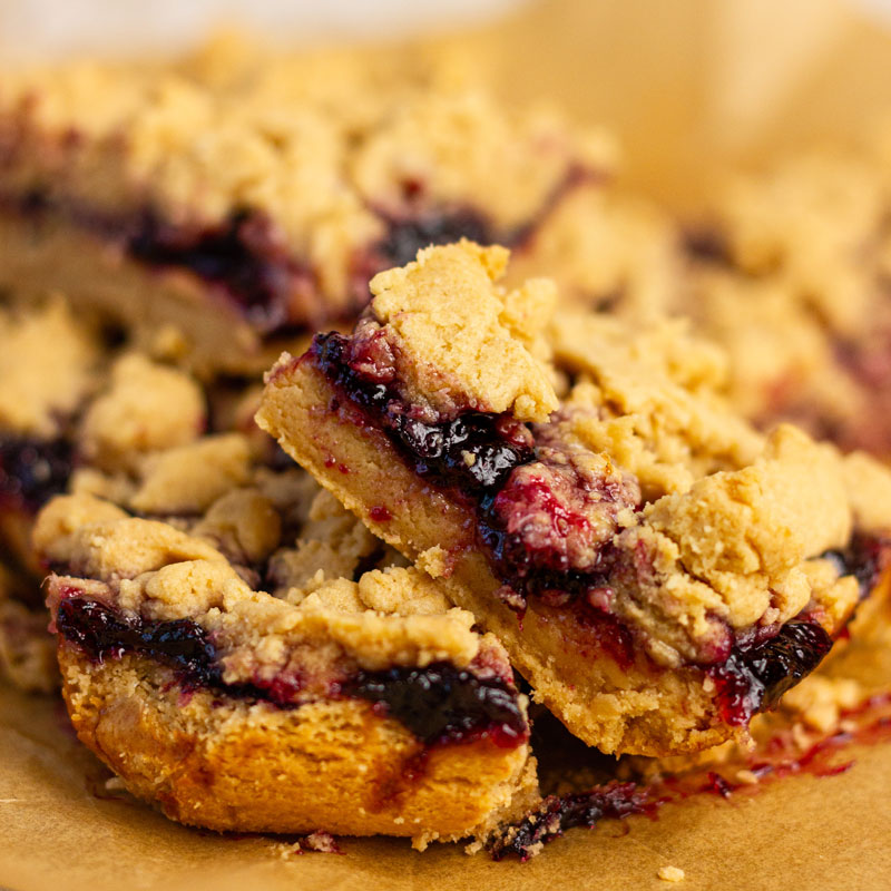 Low FODMAP Peanut Butter and Jelly Bars