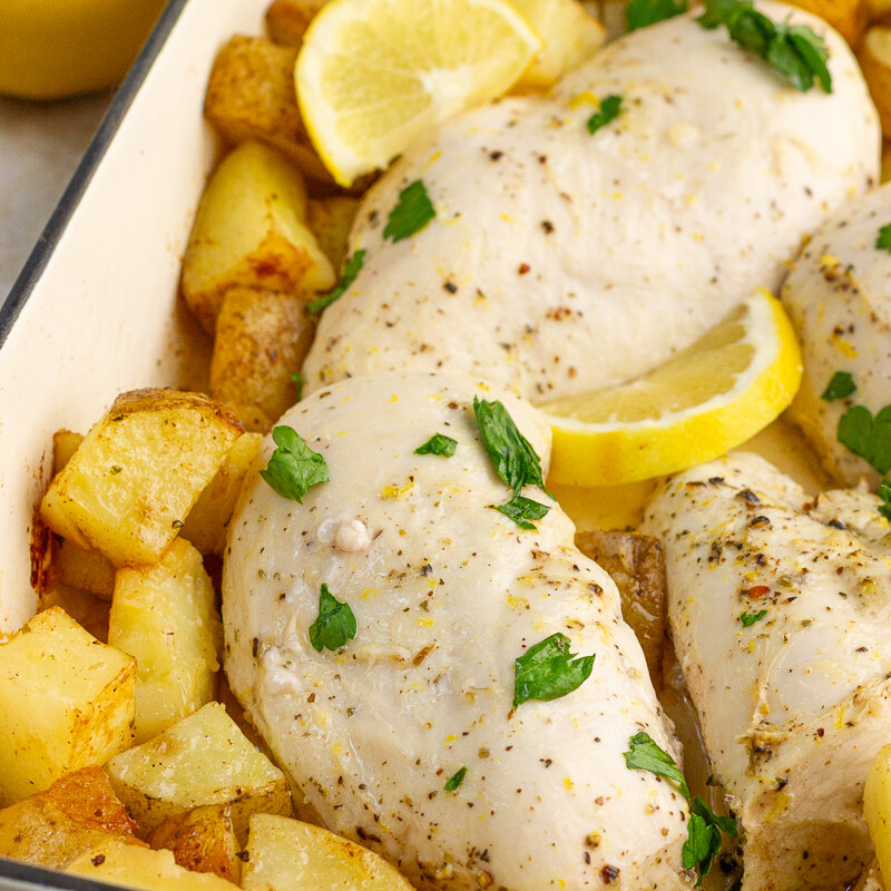 Low FODMAP Greek-Inspired Chicken and Potato Bake
