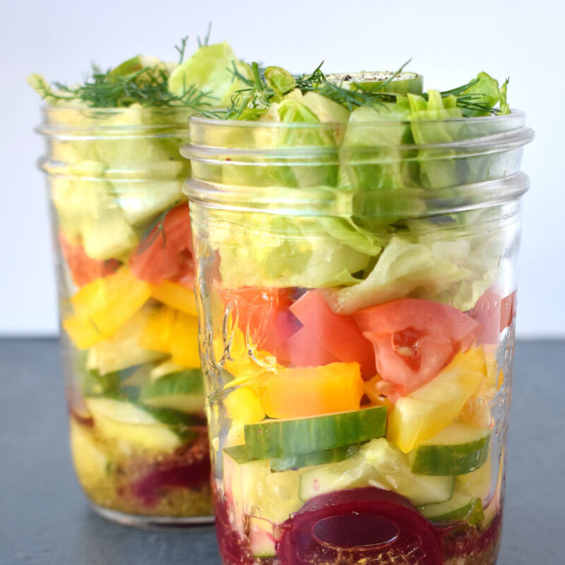 Greek Salad Mason Jars