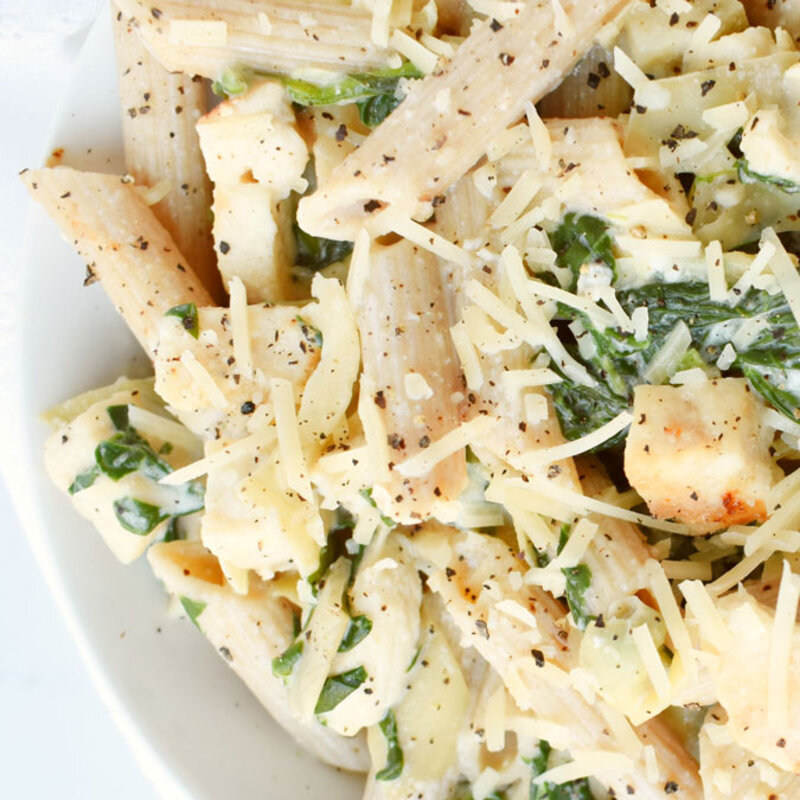 Gluten-Free Spinach, Artichoke & Chicken Pasta