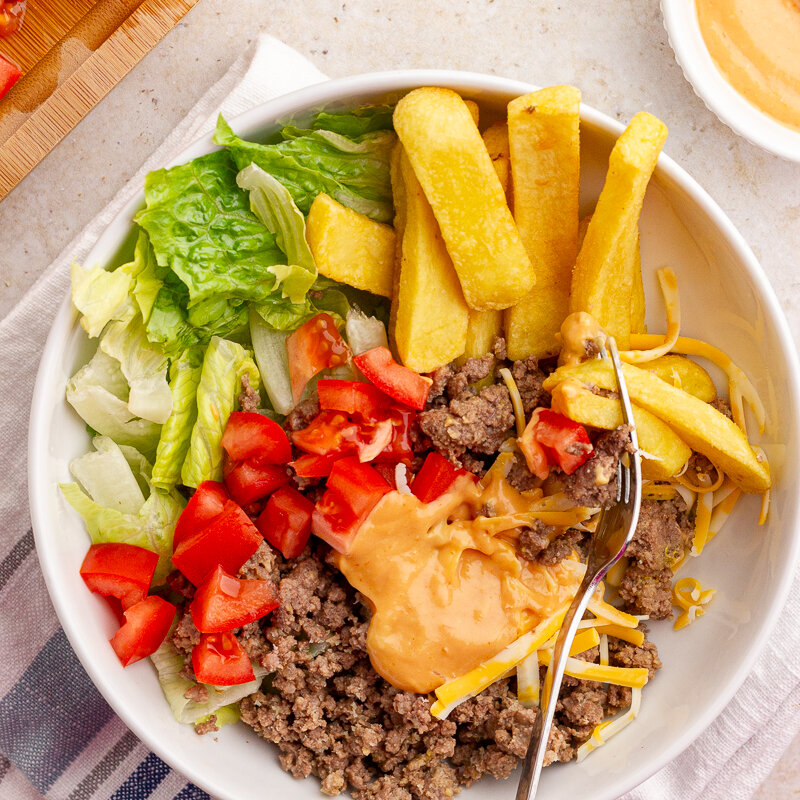 Low FODMAP Burger Bowls