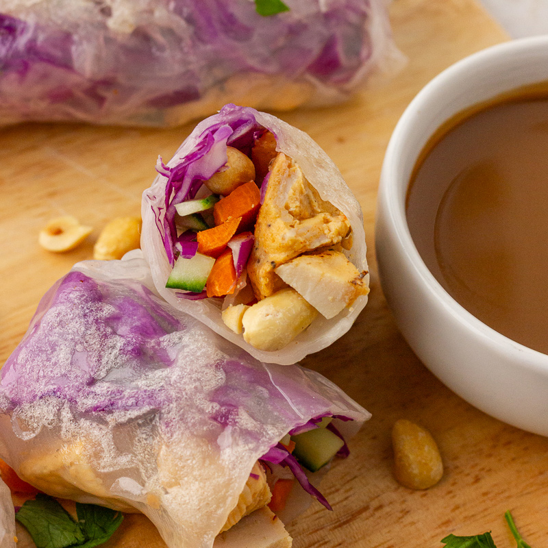 Simple Peanut Chicken Spring Rolls