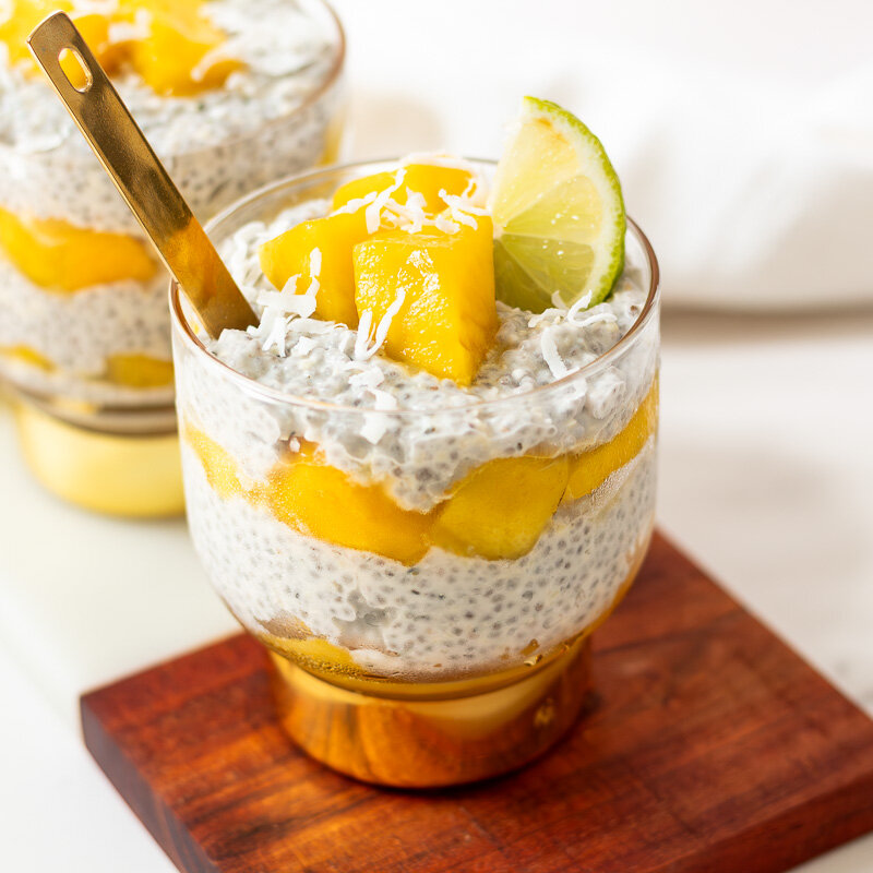 GERD-Friendly Mango Coconut Chia Pudding