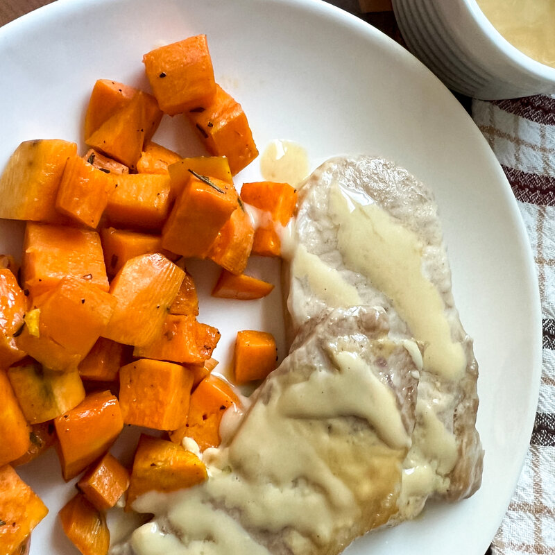 Reflux-Friendly Pork Chops with Roasted Sweet Potatoes
