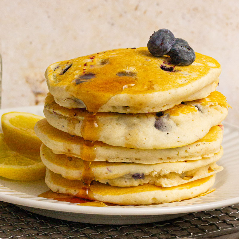 Low FODMAP Lemon Blueberry Ricotta Pancakes