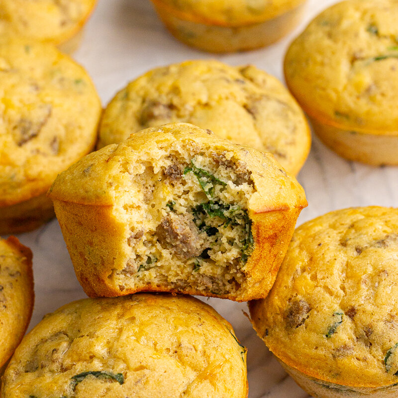Low FODMAP Savory Breakfast Muffins with Spinach and Cheese