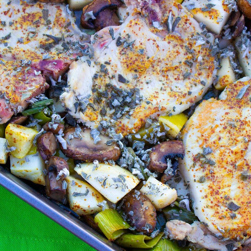 Winter Pork Chops with Roasted Parsnips