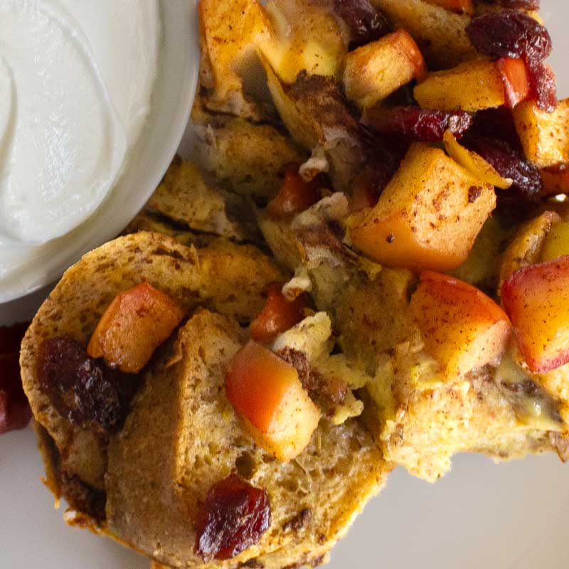 GERD-Friendly GF Apple and Cranberry French Toast Casserole